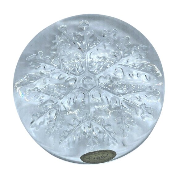 Genuine Lead Crystal Echt Bleikristall 24% PBO Snowflake Bubble Dome Paperweight - Picture 3 of 5